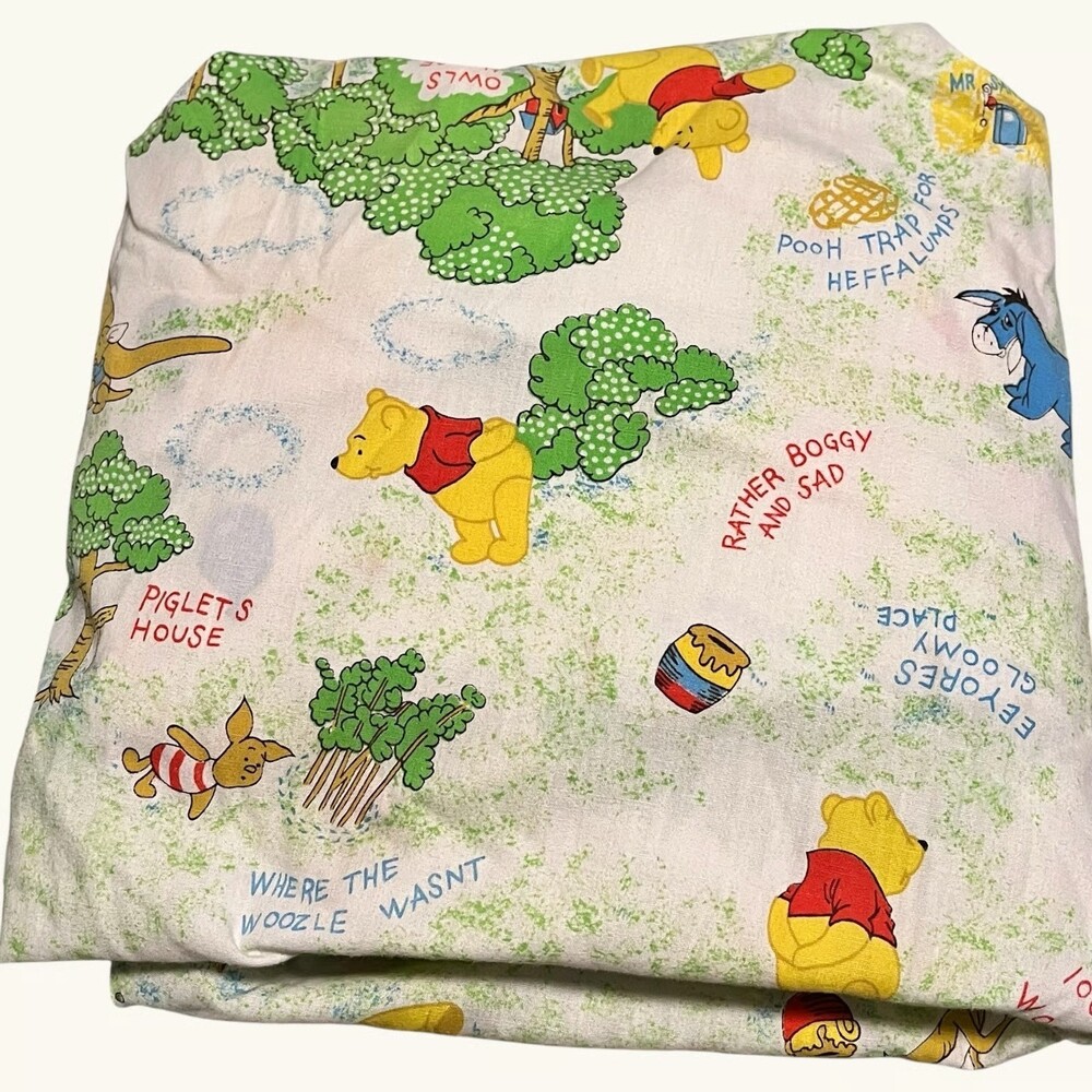 Vintage Winnie the Pooh Handmade Crib Sheet Walt Disney Fabric Nursery Piglet